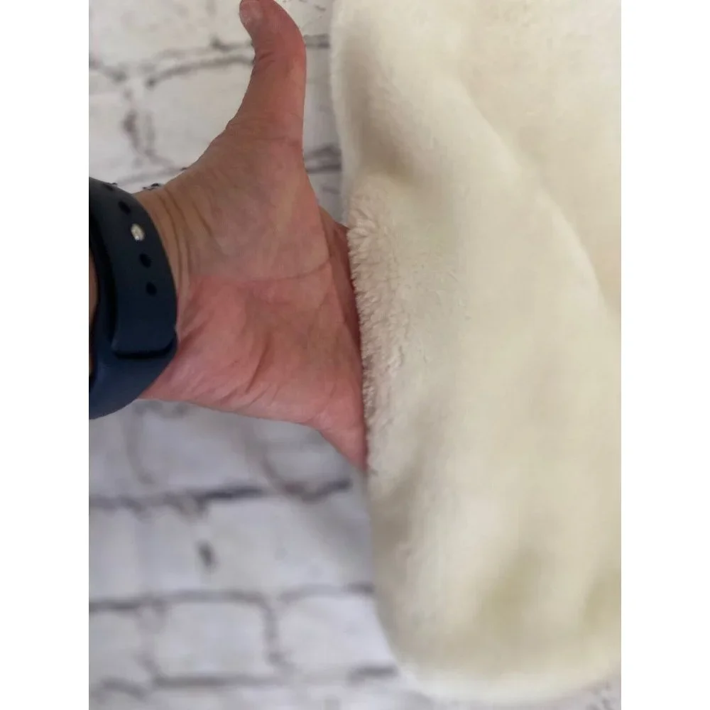 Fleece Polar Bear White‎ Faux Fur White Hooded Vest Size Small Youth Vintage Zip